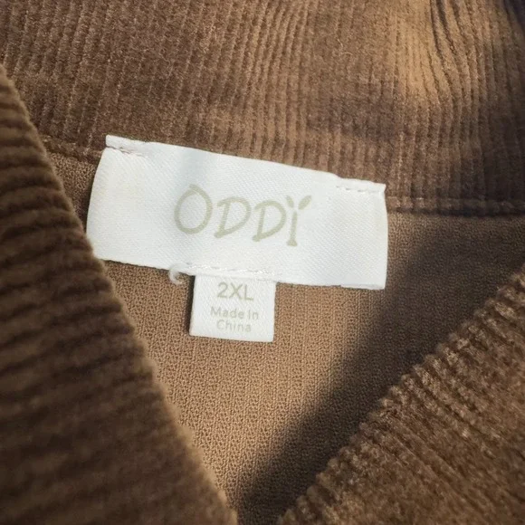 Oddy Women's 2X Plus‎ Brown Leopard Shacket Button Down Jacket Cozy Fall Layer - Picture 4 of 6